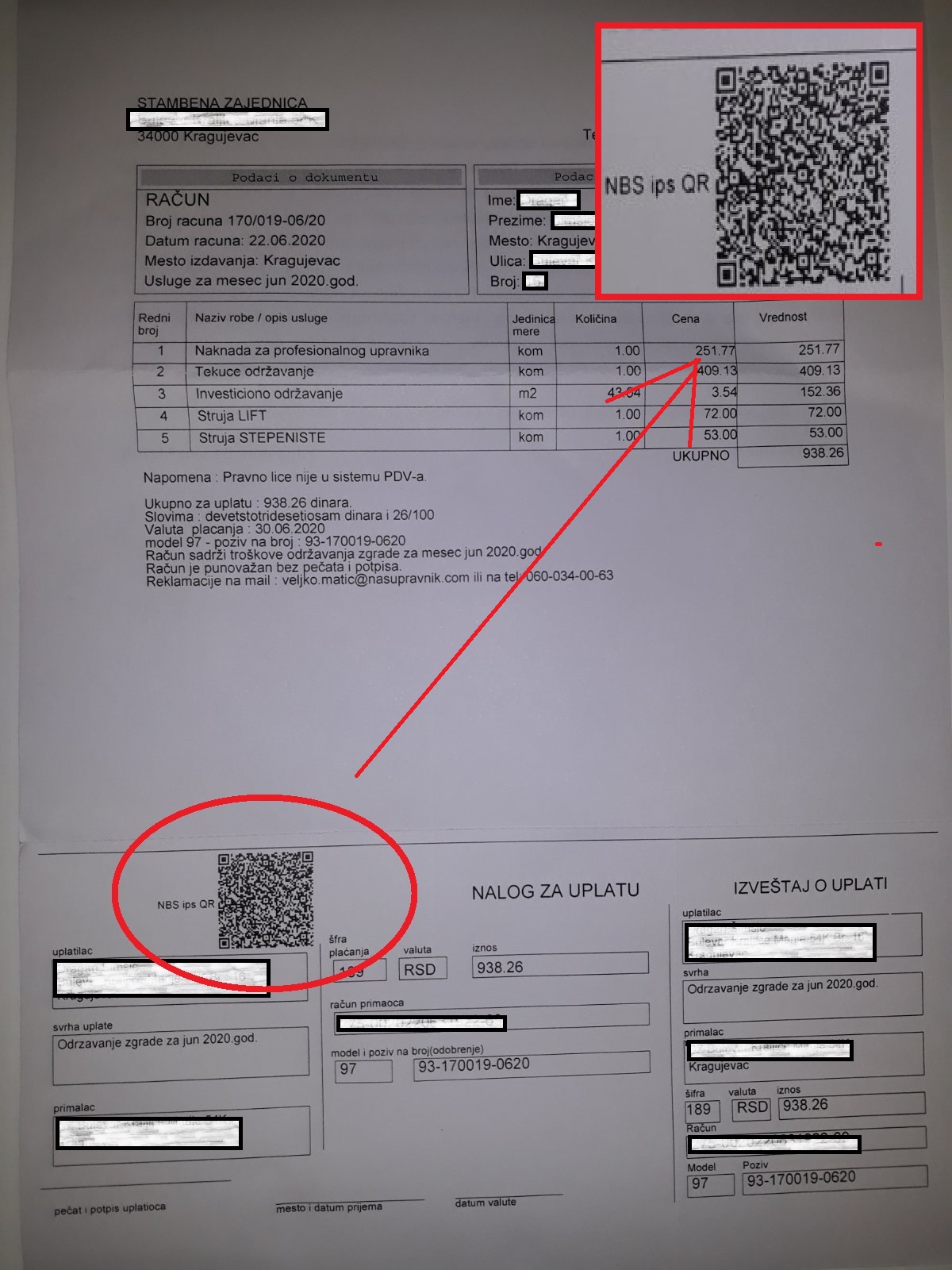 NOVO - NBS IPS QR kod na računima za održavanje zgrada